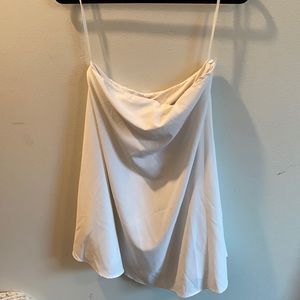 white strapless flowy dress
